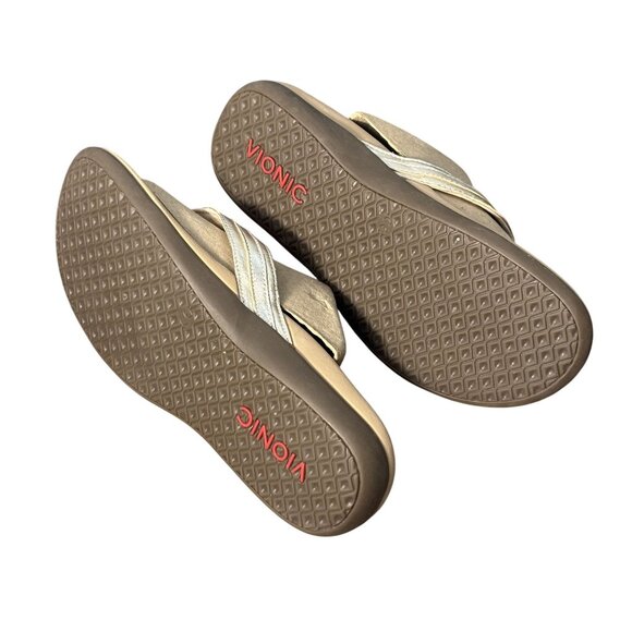 Vionic Aloe Womens Orthotic Sandals Size 8 Metallic Gold Open Toe Slip-On - Picture 3 of 6